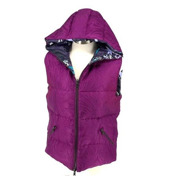 Emilio Pucci 17YC10 Reversible Hooded Puffer Vest Size 8 Fuchsia And Floral Prin - Picture 6 of 12